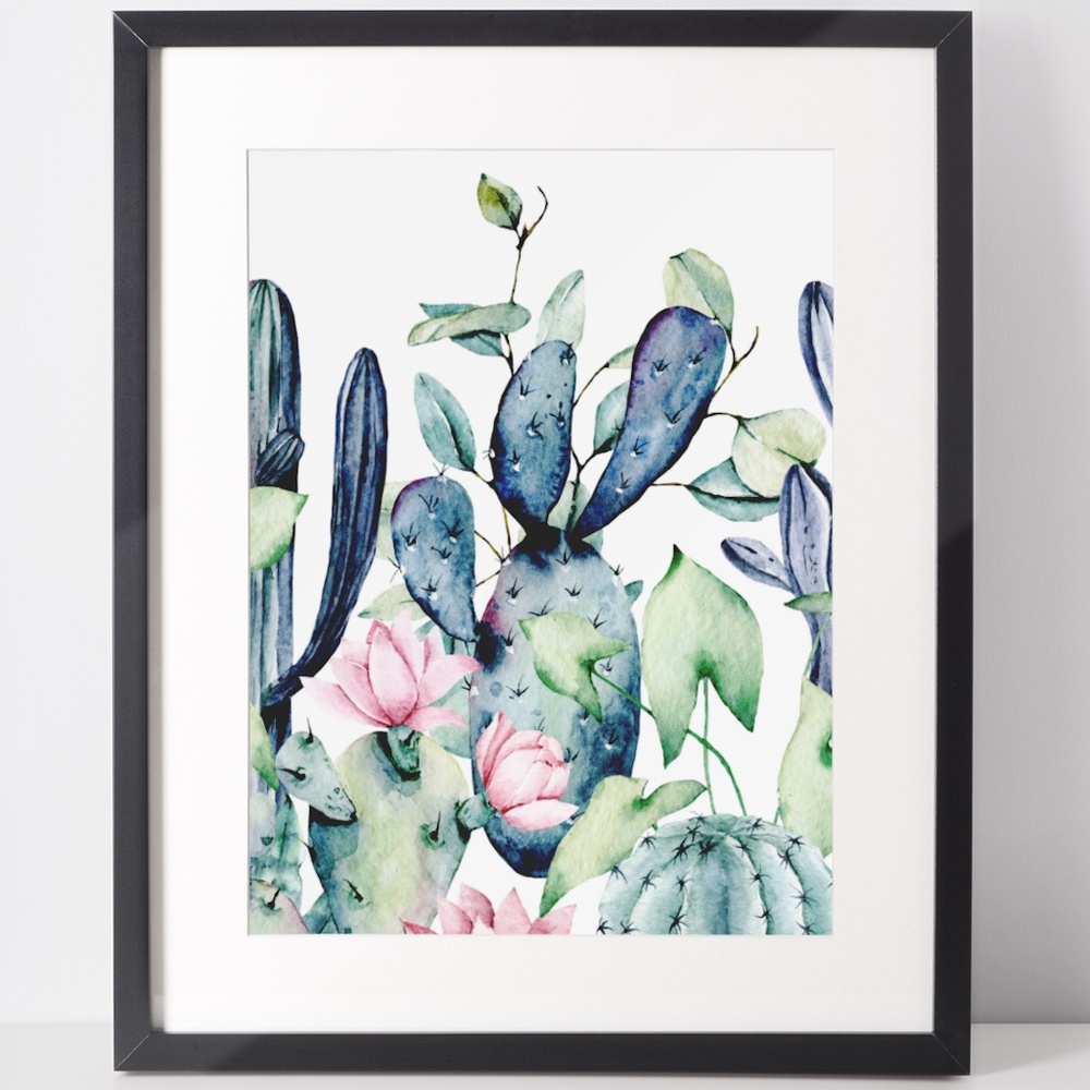 Wall Art Watercolor Cactus Illustration Print Poster Unframed - Picture 2 of 2